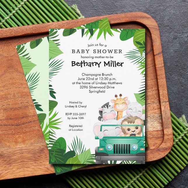 Jungle Animals Safari Baby Shower Invitation (Jungle safari baby shower invitations)