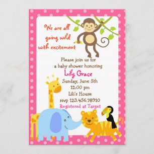 Jungle Animals Safari Baby Shower invitations