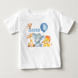 Jungle Animals Safari Cute Baby Boy Birthday T-Shirt