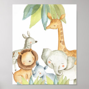 Jungle Animals Safari Kids Cute Poster