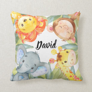 Jungle Animals Safari Nursery Decor Personalised Cushion