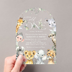 Jungle Animals, Safari, Wild One, Baby Shower Acrylic Invitations