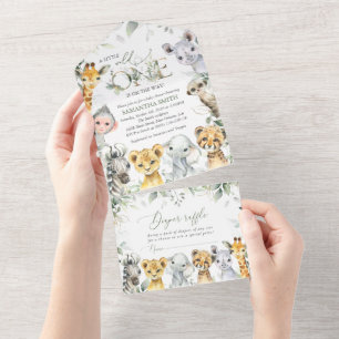 Jungle Animals, Safari, Wild One, Baby Shower All In One Invitation