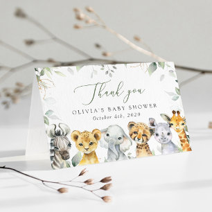Jungle Animals, Safari, Wild One, Baby Shower Thank You Card