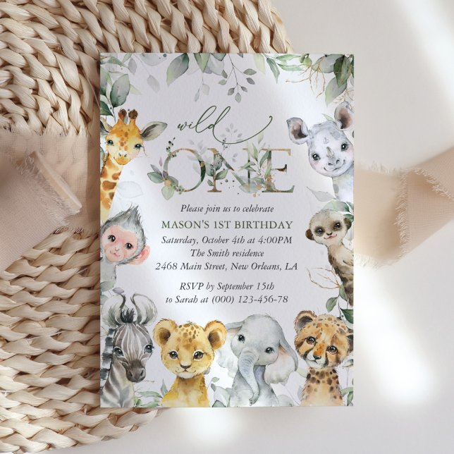 Jungle Animals, Safari, Wild One, First Birthday Invitation (Creator Uploaded)