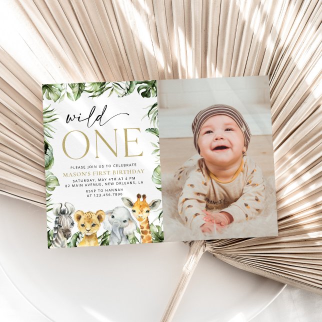 Jungle Animals, Safari, Wild One, First Birthday Invitation (Creator Uploaded)