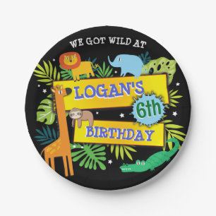 JUNGLE ANIMALS SAFARI ZOO Birthday Paper  Paper Plate