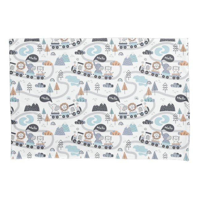 Jungle Animals Train Baby Toddler Boy  Pillowcase (Front)
