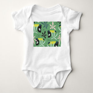 Jungle animals, tropical elements, seamless. baby bodysuit