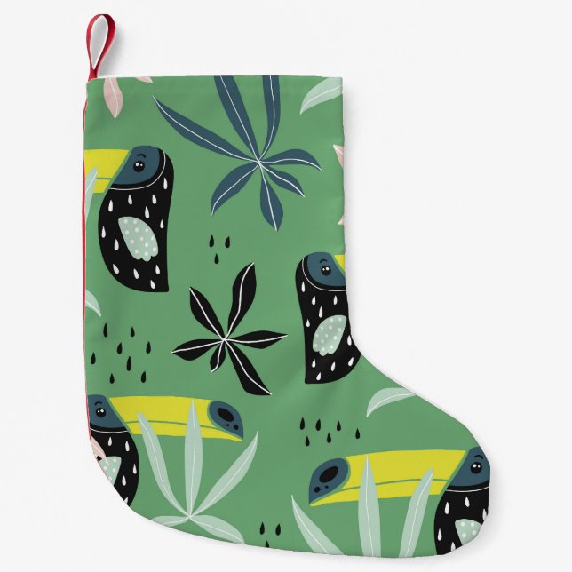 Jungle animals, tropical elements, seamless. small christmas stocking (Front)