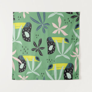 Jungle animals, tropical elements, seamless. tapestry