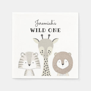 Jungle Animals Wild One Birthday Boy Baby Shower Napkin