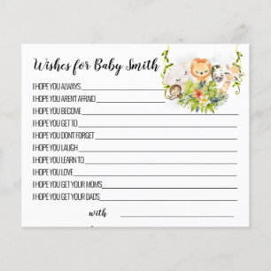 Jungle Animals Wishes for Baby Shower card