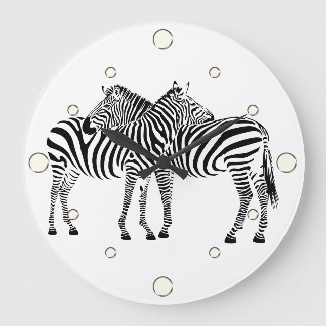 Jungle Animals Zebra Wall Clock (Front)