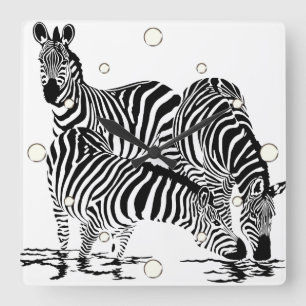 Jungle Animals Zebra Wall Clock