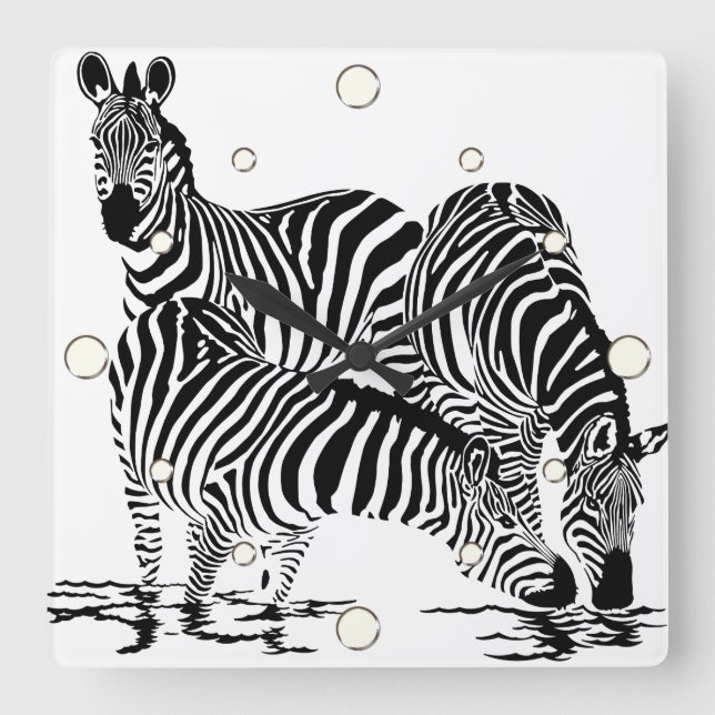 Jungle Animals Zebra Wall Clock (Front)
