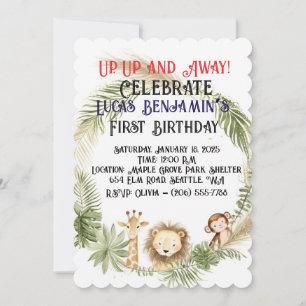 Jungle Arch Wild One First Birthday Invitation