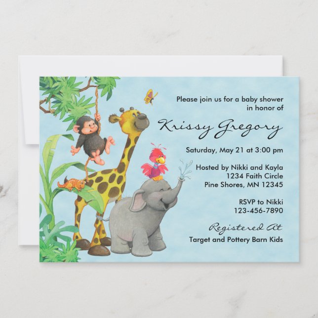 Jungle Babies Baby Shower Invitations │ Blue (Front)