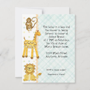 Jungle Babies, Boy Baby Shower Invitation 4- Green
