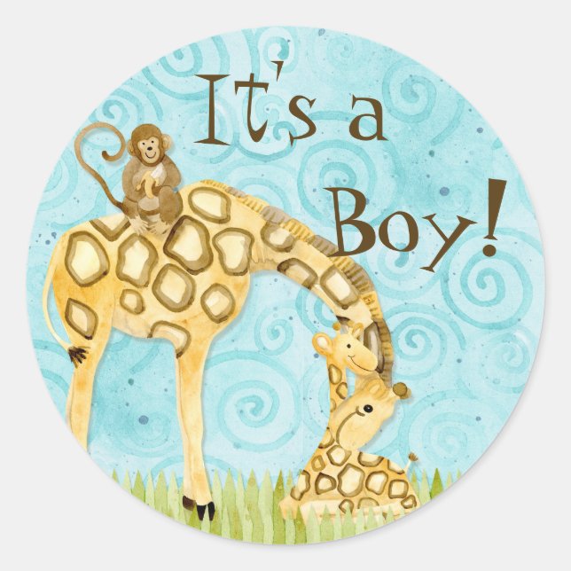 Jungle Babies, Boy Baby Stickers - Blue (Front)