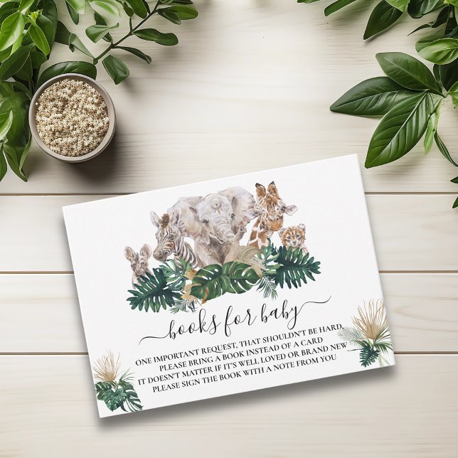 Jungle Babies Safari African Books for Baby Shower Enclosure Card (Creator Uploaded)