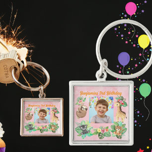 Jungle Baby Animals 3rd Birthday Photo Key Ring