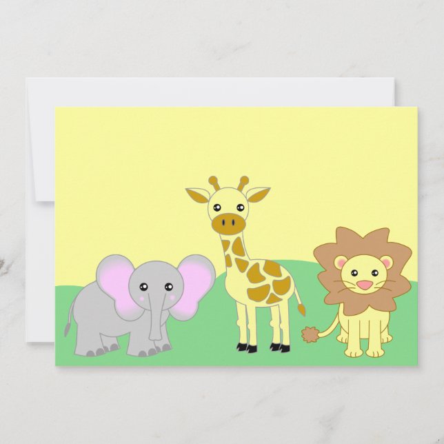 Jungle Baby Animals 5x7 Baby Shower Invitations (Front)