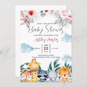 Jungle Baby Animals Invitation