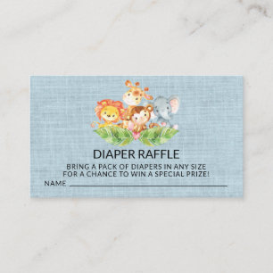 Jungle Baby Animals Shower Diaper Raffle Ticket Enclosure Card