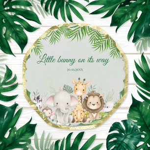jungle baby boy shower wild tropical Invitation Paper Coaster