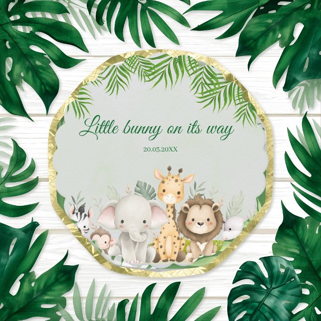 jungle baby boy shower wild tropical Invitation Paper Coaster (Creator Uploaded)