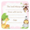 Jungle Baby Shower Bookplate sticker pink