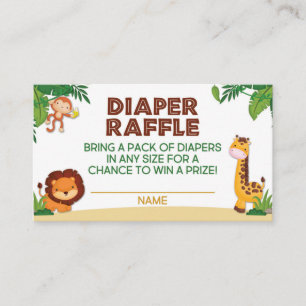 Jungle Baby Shower Diaper Raffle Card
