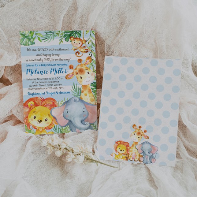 Jungle Baby Shower Invitation, Boy Elephant Baby Invitation (Creator Uploaded)