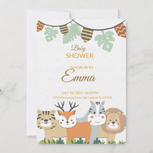 Jungle Baby Shower Invitation – Safari Animal Them