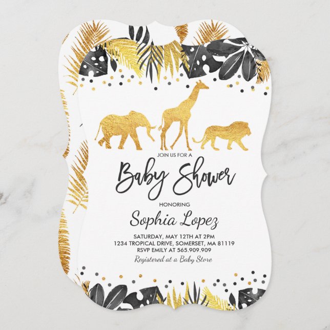 Jungle Baby Shower Invitation Tropical Baby Shower (Front/Back)