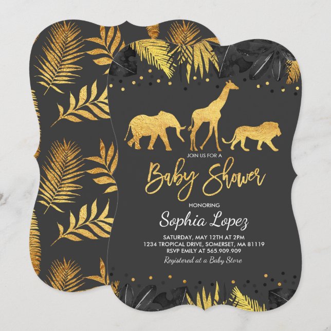 Jungle Baby Shower Invitation Tropical Baby Shower (Front/Back)