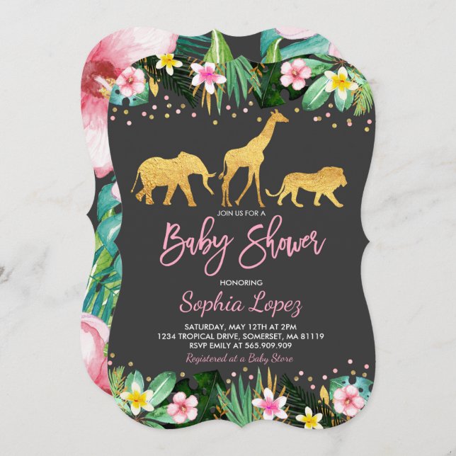 Jungle Baby Shower Invitation Tropical Baby Shower (Front/Back)