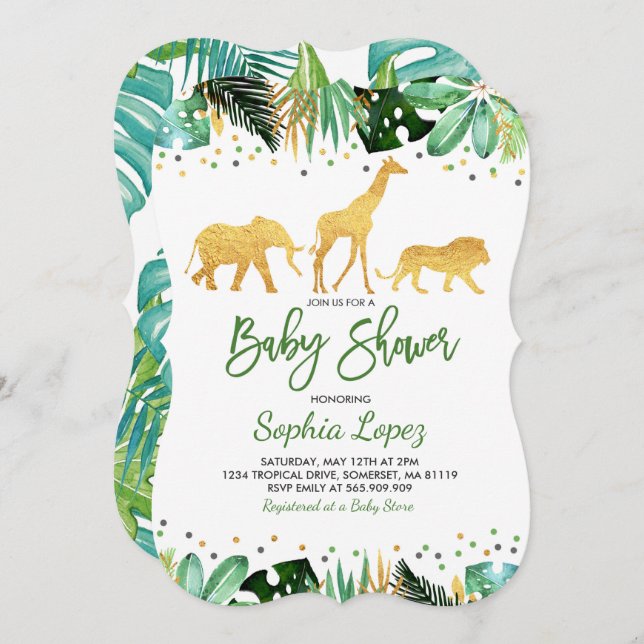 Jungle Baby Shower Invitation Tropical Baby Shower (Front/Back)