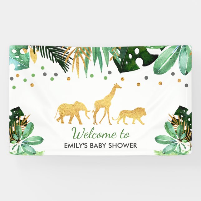Jungle Baby Shower Party Banner Tropical Shower (Horizontal)