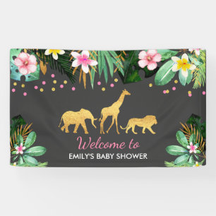 Jungle Baby Shower Party Banner Tropical Shower