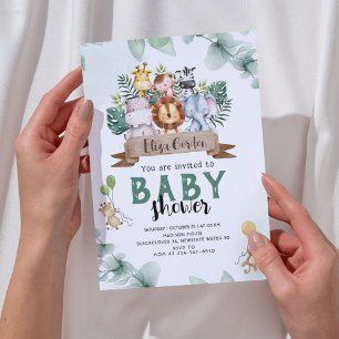 Jungle Baby Shower Party Editable Invitation