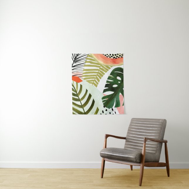 Jungle Beat Tropical Greenery Tapestry (In Situ)