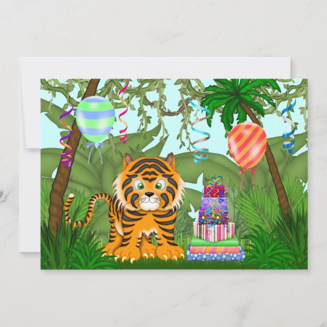 Jungle Bengal Tiger Birthday Party Invitation (Front)