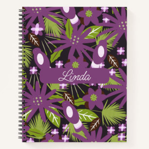 Jungle Birds Muted Purple Name Journal Notebook