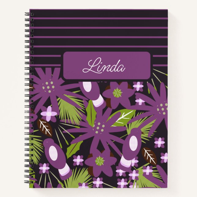 Jungle Birds Muted Purple Pattern Journal Notebook (Front)