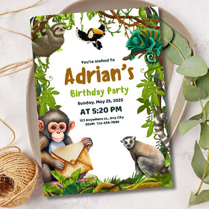 Jungle Birthday Invitation Safari Animals Birthday