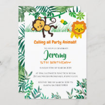 Jungle Birthday Party Invitation Lion for Boys