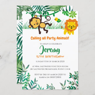 Jungle Birthday Party Invitation Lion for Boys