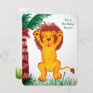 jungle Birthday Party with happy lion Invitation